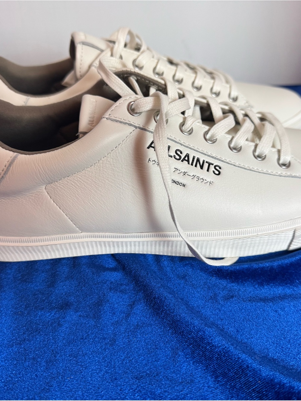 All Saints Men’s White Leather Underground Low-Top Sneakers - Picture 7 of 9